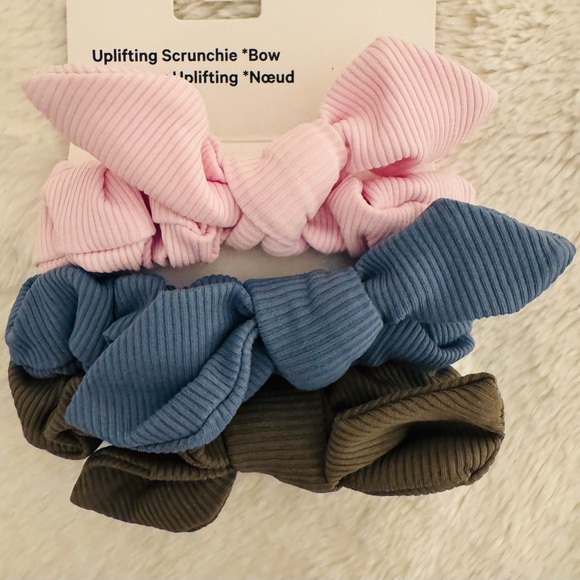 Lululemon Uplifting Bow Scrunchies NWT 3 pk, pink blue brown main image 7